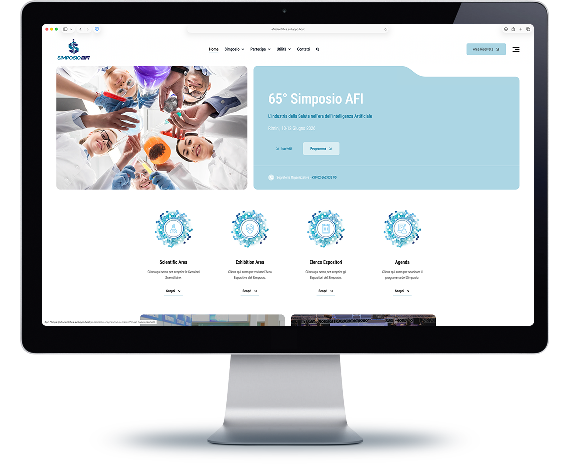Realizzazione sito web Simposio AFI Scientifica, associazione farmaceutica italiana, progetto Juri Web Design
